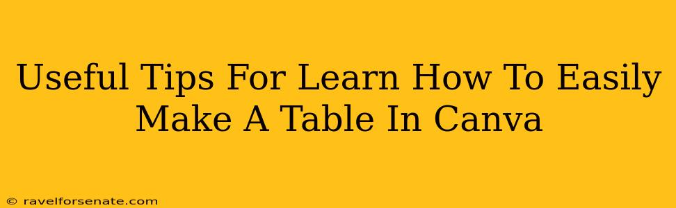 Useful Tips For Learn How To Easily Make A Table In Canva